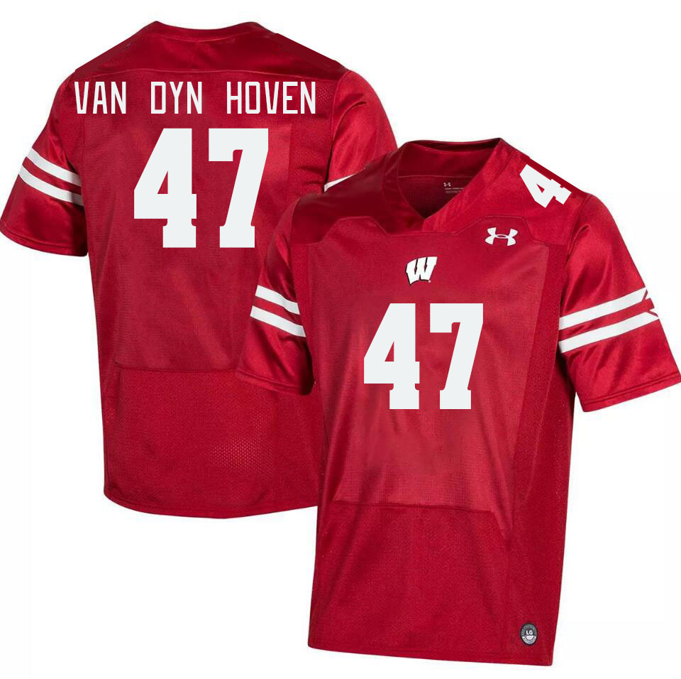 Men #47 Evan Van Dyn Hoven Wisconsin Badgers College Football Jerseys Stitched Sale-Red - Click Image to Close